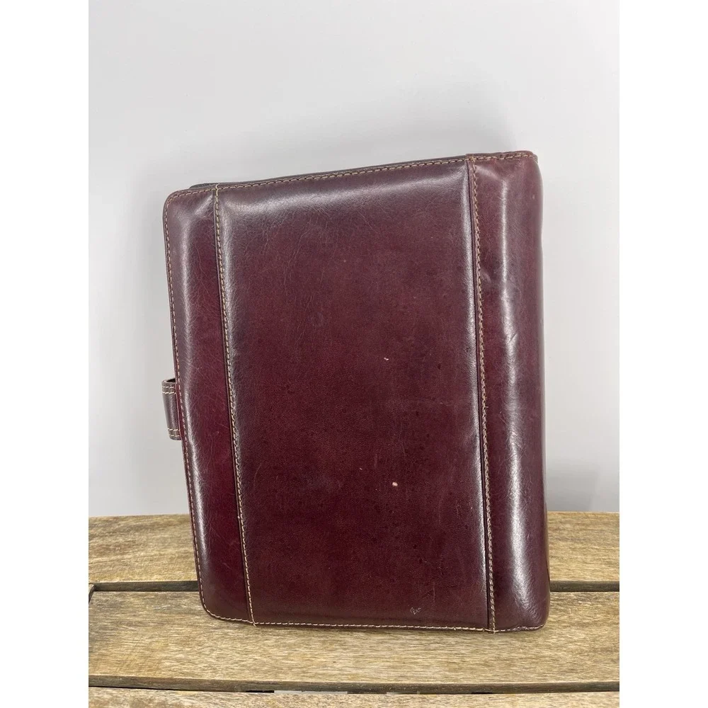 Franklin Covey  VTG Leather Planner Binder Organizer Brown 7 Ring Large Agenda